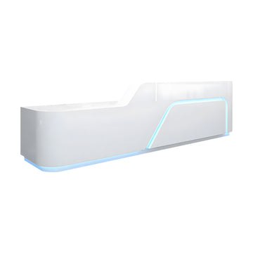 Curved Reception Desk 63-197 in Wide with Keyboard Tray, Lockable & File Drawers for Salon