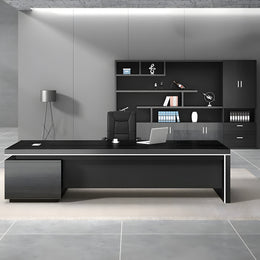 Modern Executive Desk with Cable Management, Side Storage & Lumbar Support for Home Office