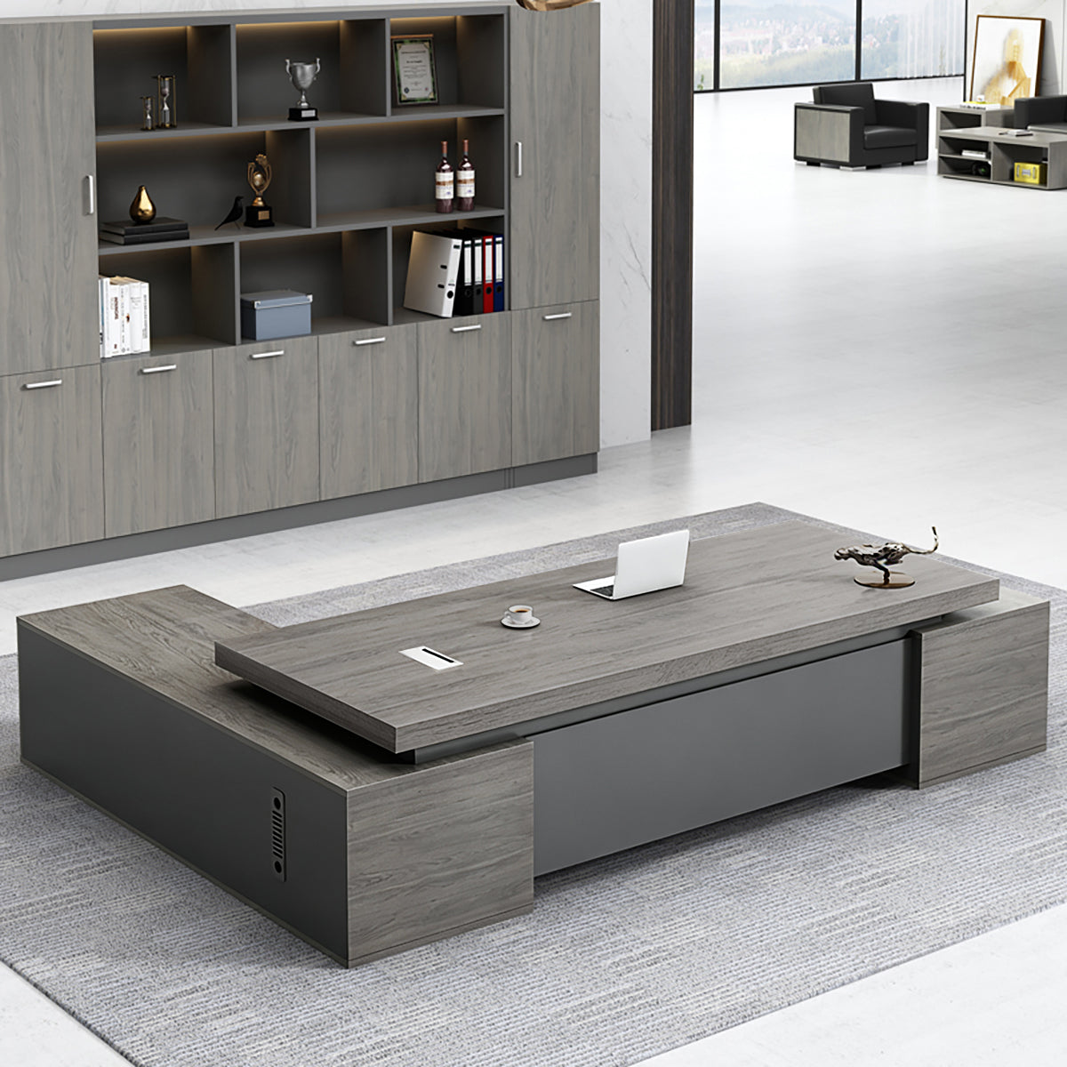 Office Executive Desk With Silent Slide Rails President Work desk Curtain Board Side cabinet Wiring hole LBZ-1066