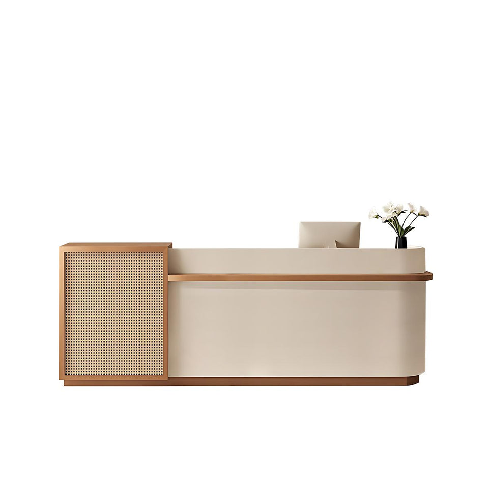 Natural Rattan Reception Desk Modern Office Furniture Storage Drawers JDT-2294