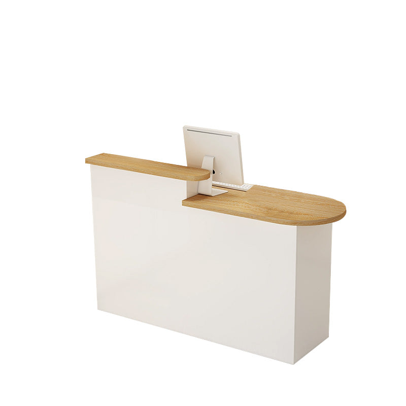 Curved Small Reception Counter with Cable Management and Lockable Drawer for Store JDT-10111