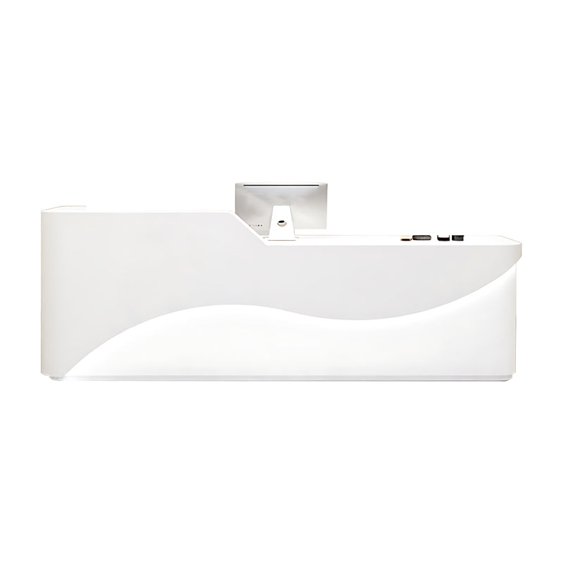 Curved Straight Reception Desk with 5 Drawers and Keyboard Tray for Dance Studios and Salons JDT-1035