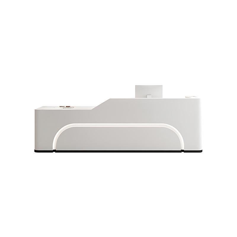 Curved Design Straight Reception Desk with Desktop Corner and Large Storage for Offices and Salons JDT-1037