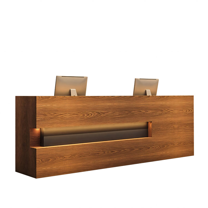 Hollow-Out Straight Solid Wood Reception Desk with Cabinets and Drawers for Clothing Stores and Hotels JDT-014