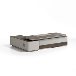 Modern Executive Desk 94-142 in Wide with Side Storage & Lumbar Support for Home Office