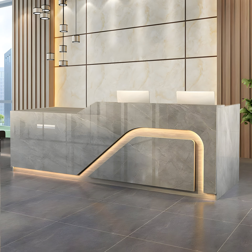 Lacquer Reception Desk with LED Lights and Lockable Drawer for Retail Stores JDT-1051