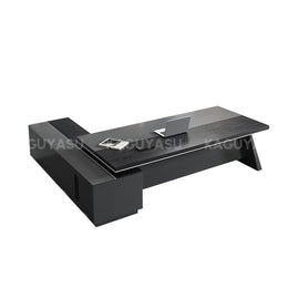 L-Shaped Executive Desk 79-87 in Wide with File Drawers for Home Office