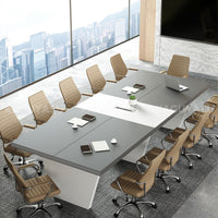 Modern Two-Tone Rectangular Conference Table with Architectural Legs MBS-HYZ-3002