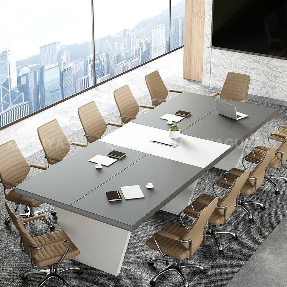 Modern Two-Tone Rectangular Conference Table with Architectural Legs MBS-HYZ-3002