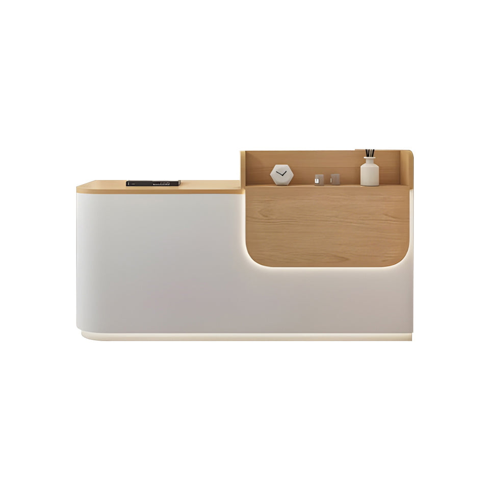 Elegant Stylish Reception Desk with LED Lighting and Ample Storage for Clothing Stores, Beauty Salons, and Small Offices JDT-2353