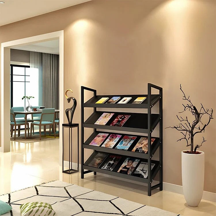 Angled Floor-Standing Bookshelf with Storage for Display Racks and Magazines ZZJ-008