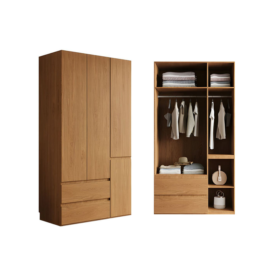 Vintage Wardrobe with Grooved Handle & Hanging Rod for Bedroom CWG-2136