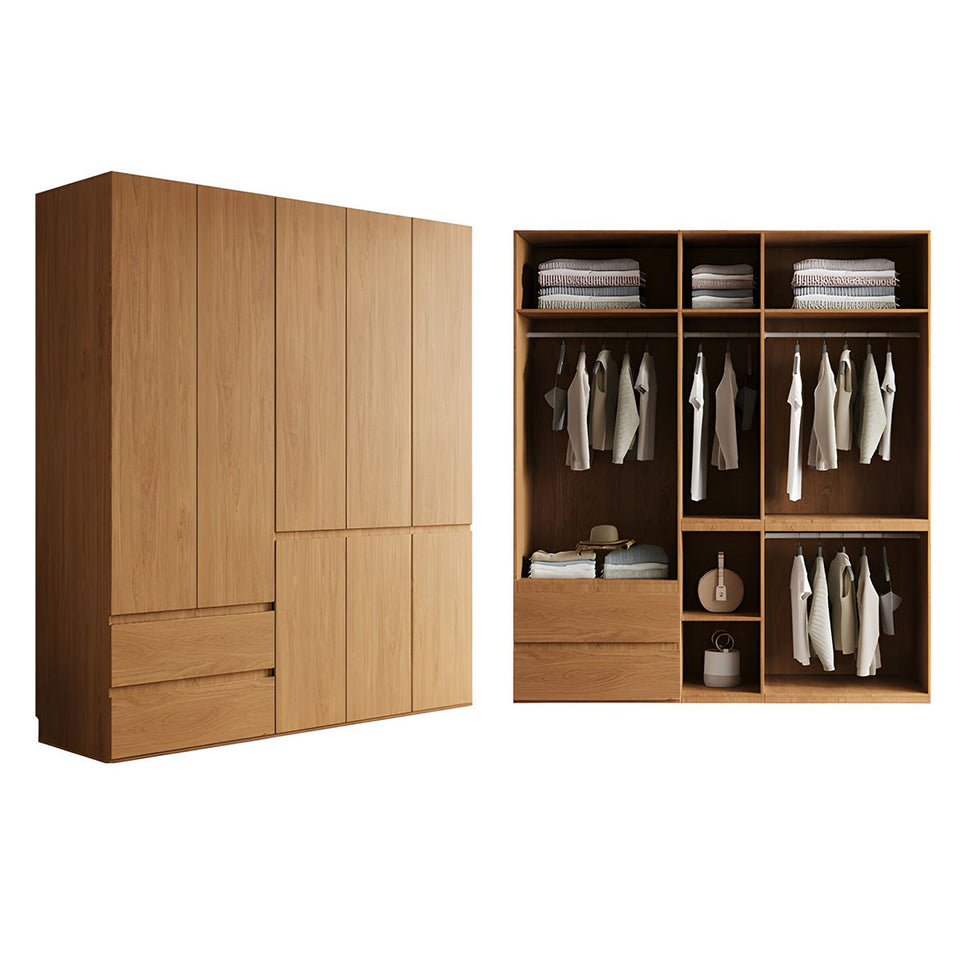 Vintage Wardrobe with Grooved Handle & Hanging Rod for Bedroom CWG-2136