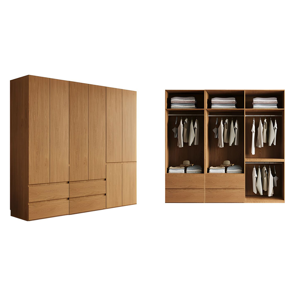 Vintage Wardrobe with Grooved Handle & Hanging Rod for Bedroom CWG-2136