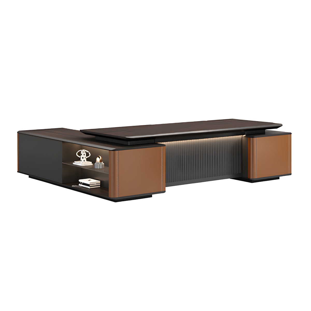 Modern L-Shaped Executive Desk with Side Cabinet for CEO Office LBZ-2283