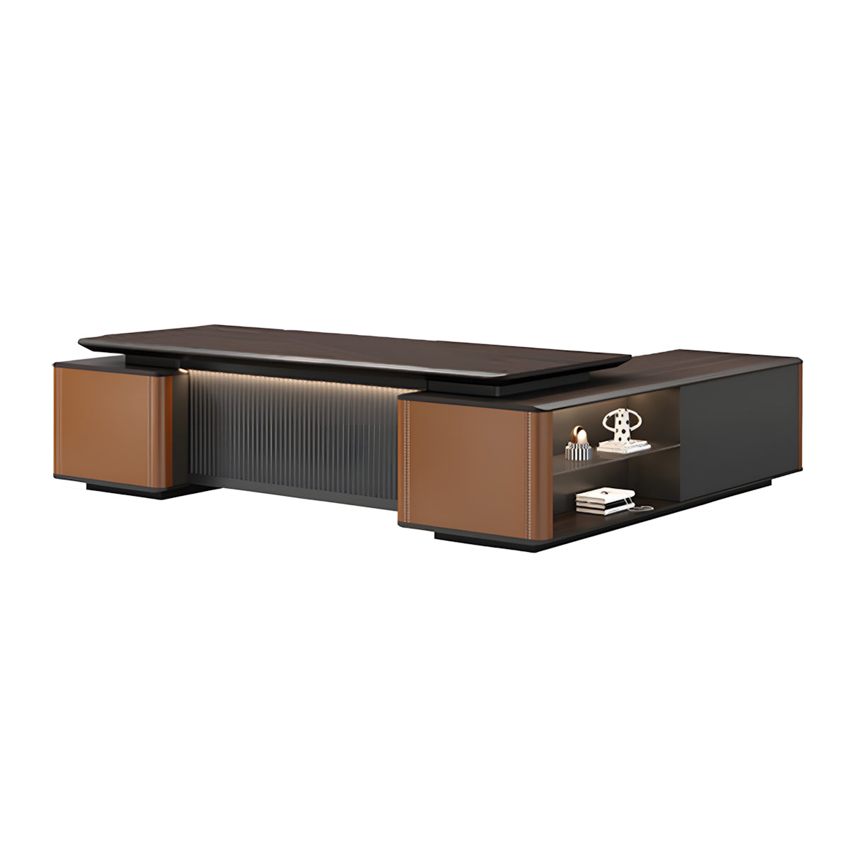 Modern L-Shaped Executive Desk with Side Cabinet for CEO Office LBZ-2283