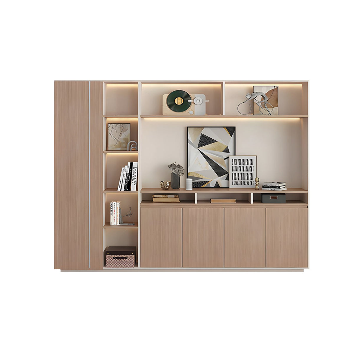 Premium Wooden Office File Cabinet with Open and Closed Storage for Executive Workspace WJG-2180