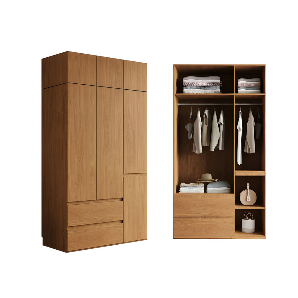 Vintage Wardrobe with Grooved Handle & Hanging Rod for Bedroom CWG-2136