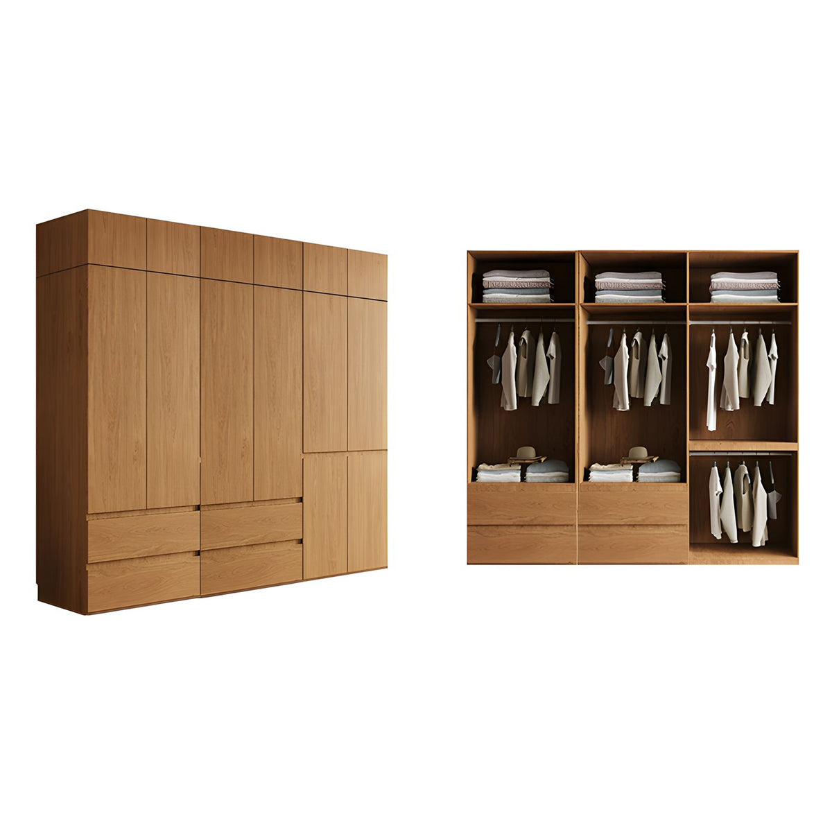 Vintage Wardrobe with Grooved Handle & Hanging Rod for Bedroom CWG-2136