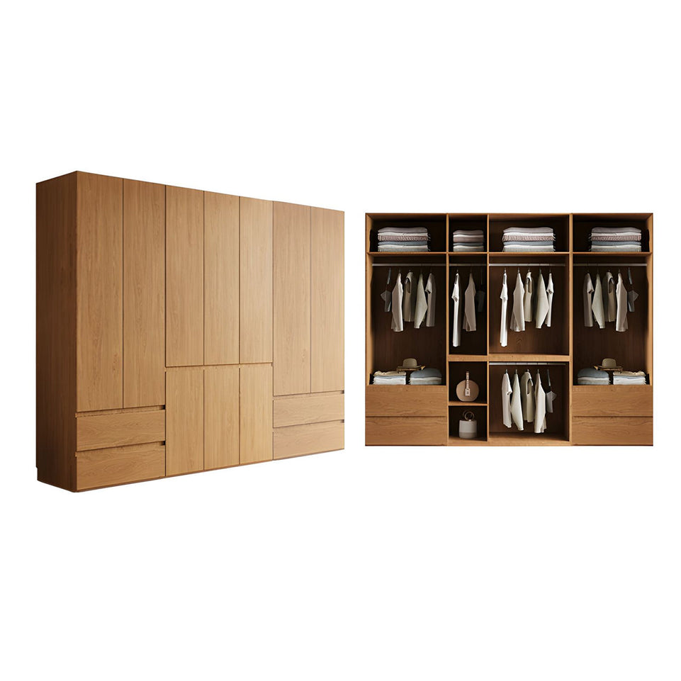 Vintage Wardrobe with Grooved Handle & Hanging Rod for Bedroom CWG-2136