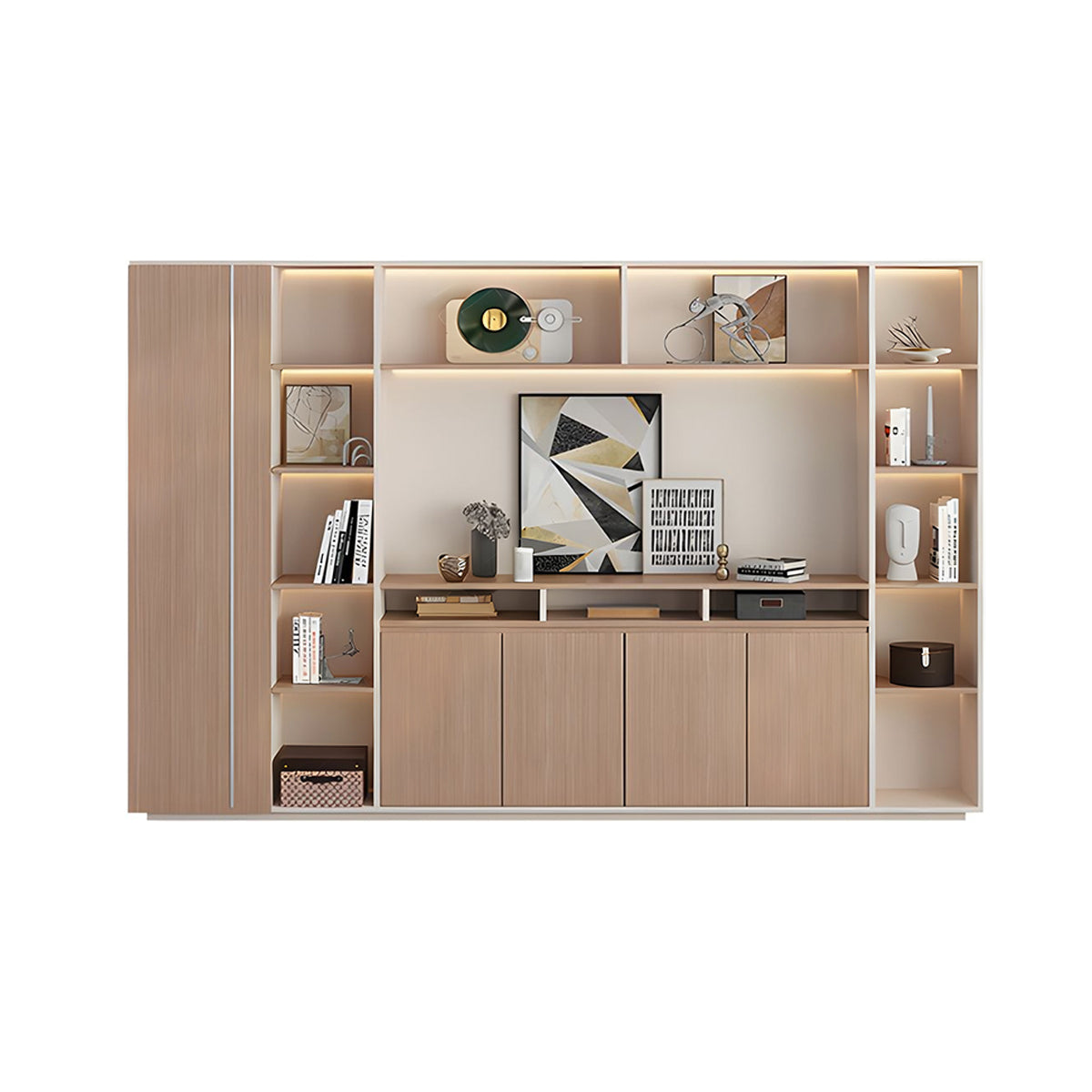 Premium Wooden Office File Cabinet with Open and Closed Storage for Executive Workspace WJG-2180