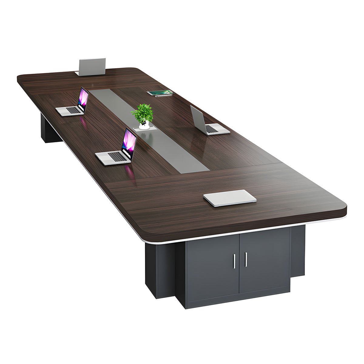 Sleek Eco-Friendly Conference Table with Cable Management and Spacious Storage for Modern Offices HYZ-2109