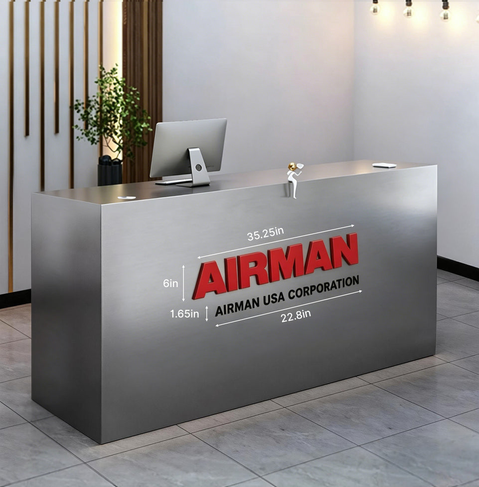 Salon Reception Desk 31-87 in Wide with Stainless Steel & Cable Management for Salon