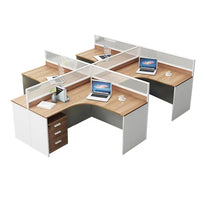 Modern L-Shaped Office Desk with Screen Divider for Employee Workstations BGZ-222