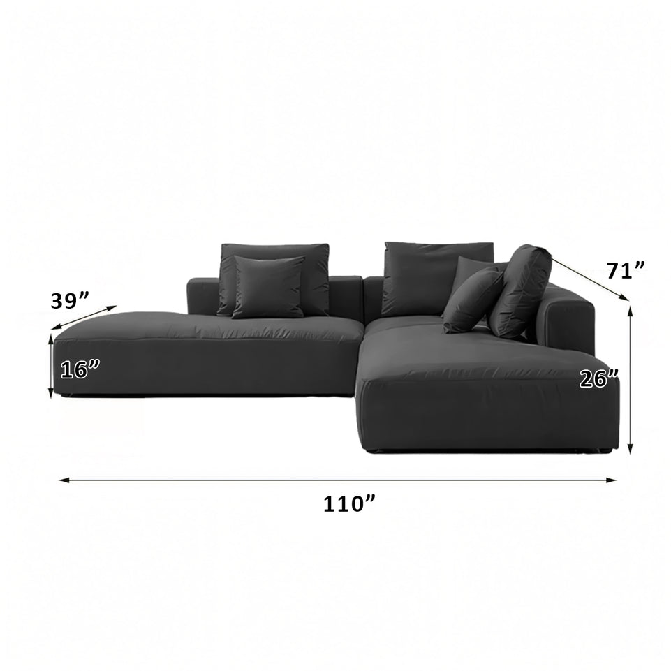 Italian Minimalist Tech Cloth Sectional Sofa Brown Chaise Lounge BSF-2005