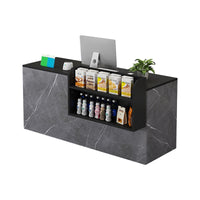 Curved Reception Counter with Keyboard Tray and Multiple Drawers for Salon and Clothing Store JDT-K051