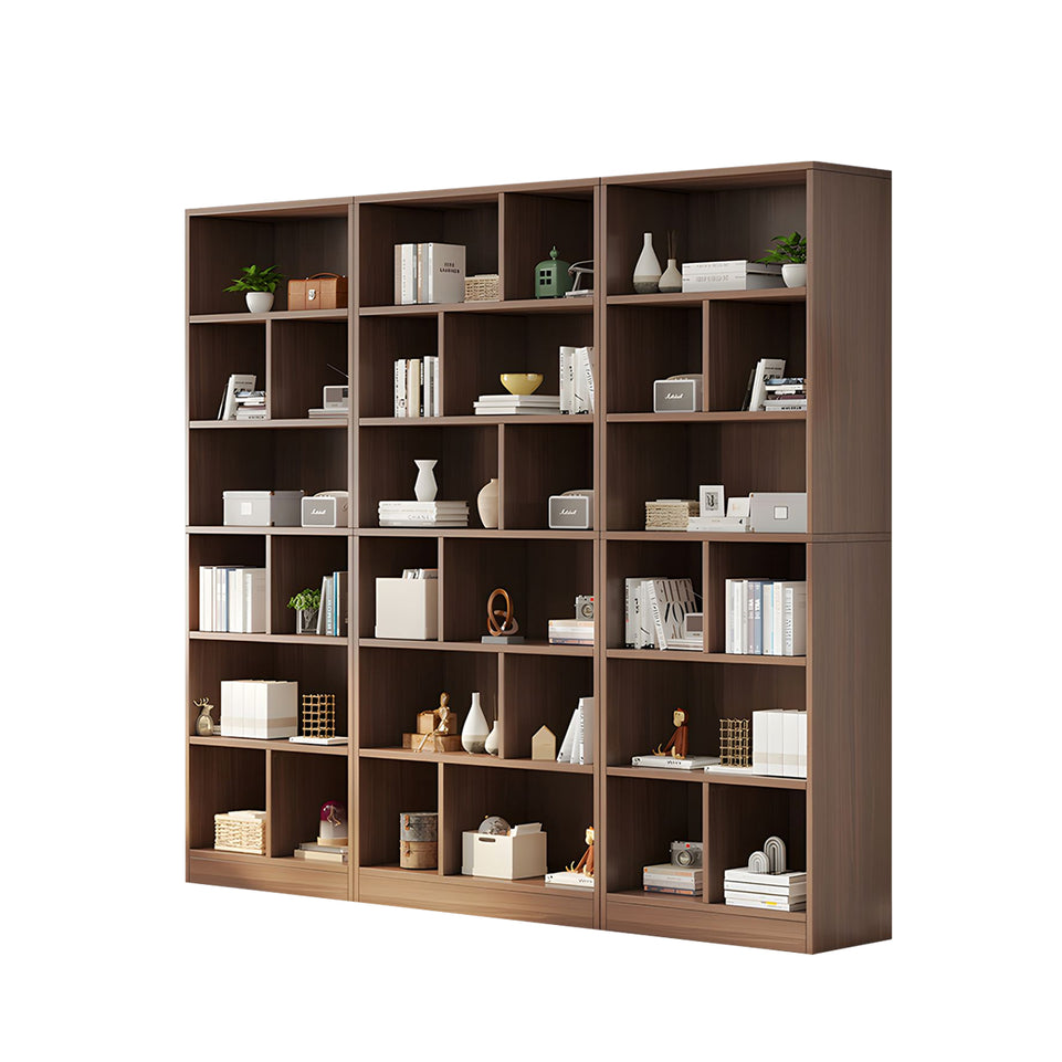 Spacious Floor-to-Ceiling Solid Wood Bookcase with Adjustable Shelves, Eco-Friendly Wood Cabinet for Home or Office CWG-2177