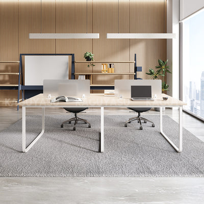 Professional 94" L Office Desk with Thick Durable Desktop, Privacy Divider Panel, Integrated Cable Management System & Reinforced Legs for Modern Workspaces