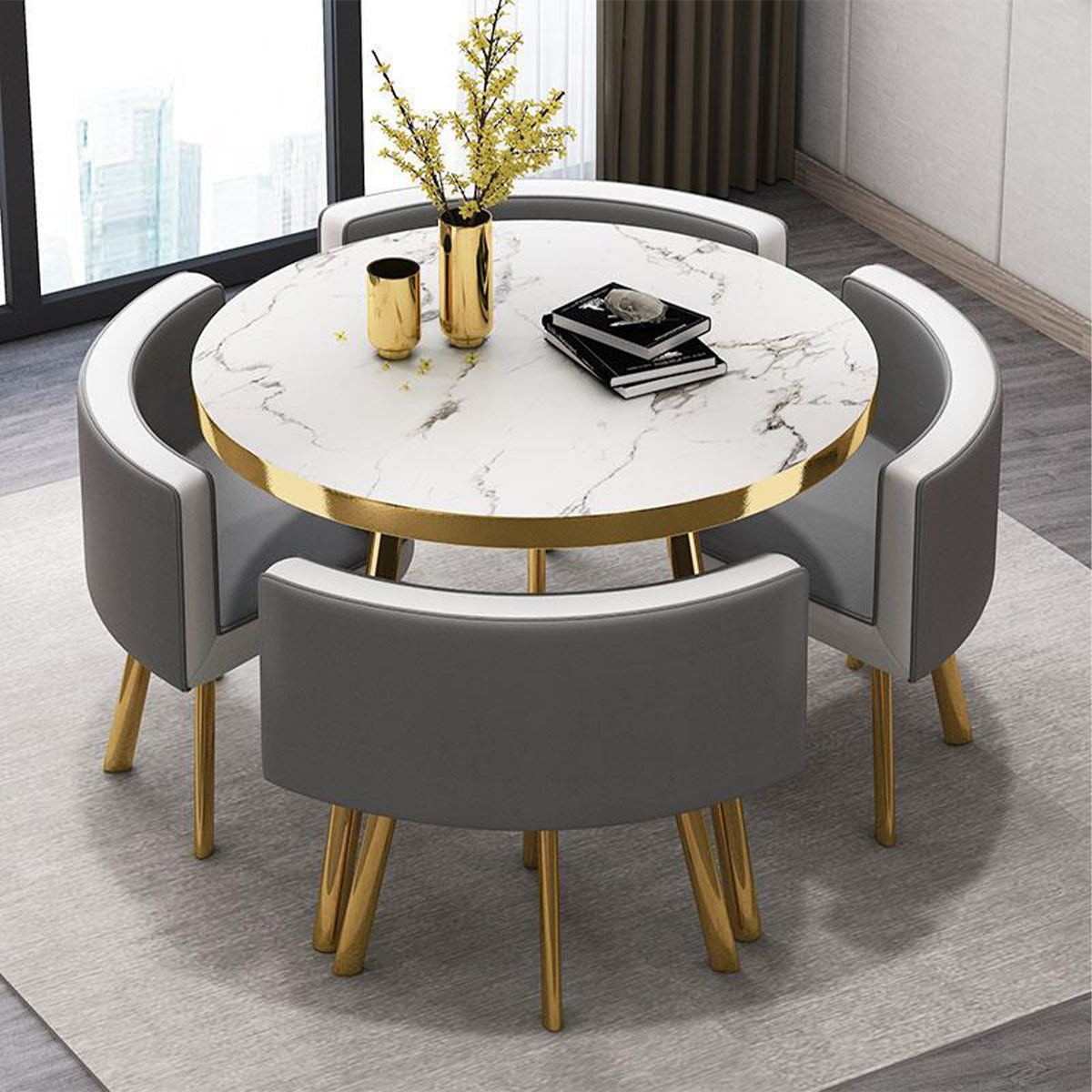 Round Reception Table with 4 Chairs for Office Reception Areas JDZH-2024