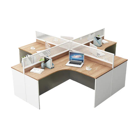 Modern L-Shaped Office Desk with Screen Divider for Employee Workstations BGZ-222