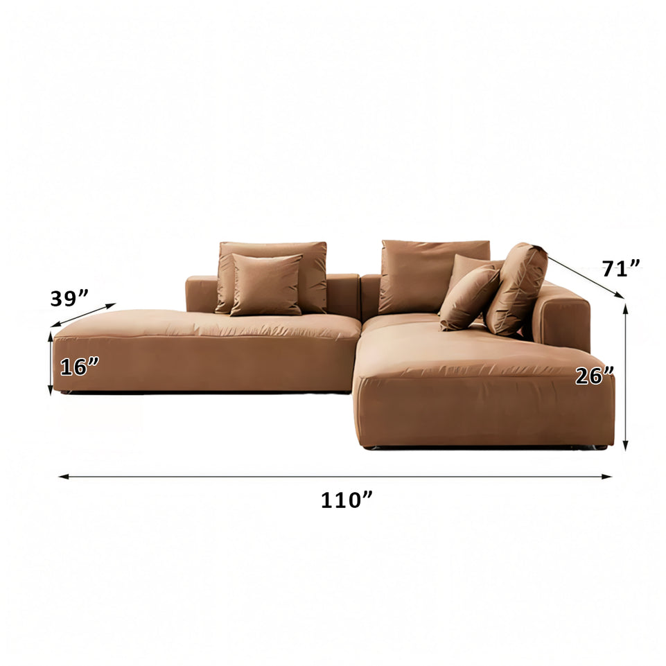 Italian Minimalist Tech Cloth Sofa Brown Chaise Lounge BSF-2005