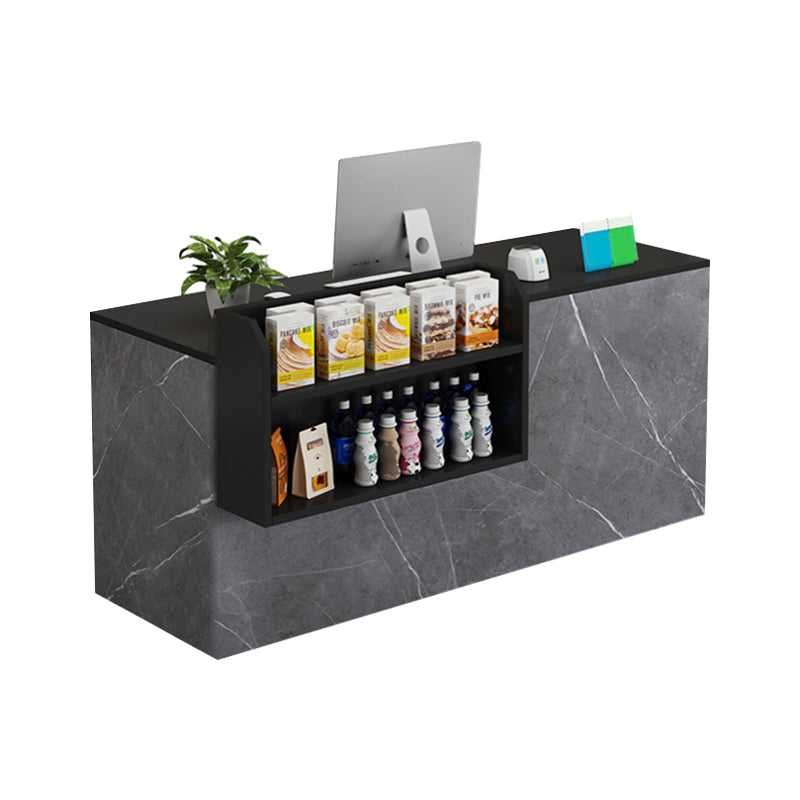 Curved Reception Counter with Keyboard Tray and Multiple Drawers for Salon and Clothing Store JDT-K051