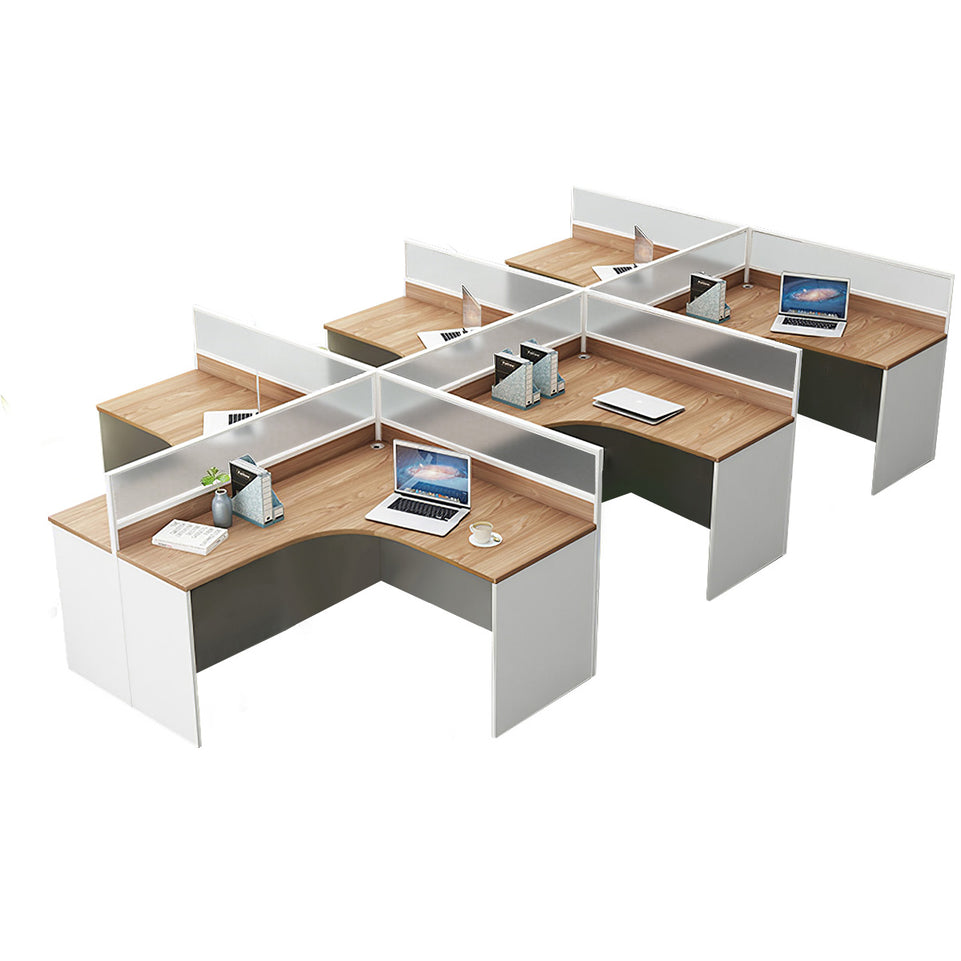 L-Shaped Office Desk with Privacy Panel, Glass Top & File Drawers for Home Office
