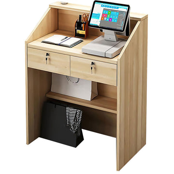 Minimalist Small Reception Desk with Lockable Drawers and Keyboard Tray for Stores JDT-1062