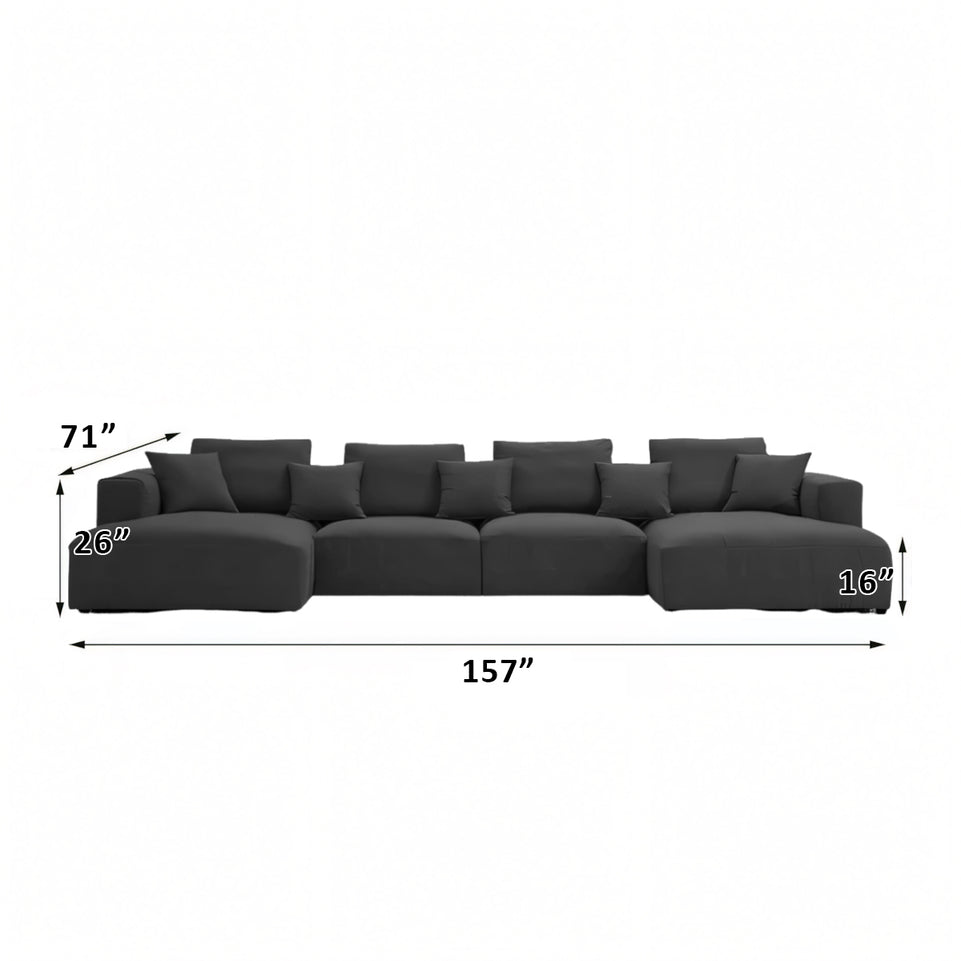 Italian Minimalist Tech Cloth Sofa Brown Chaise Lounge BSF-2005