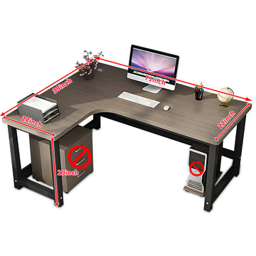 L-Shaped Office Desk 47-71 in Wide with Cable Management & Solid Wood for Home Office