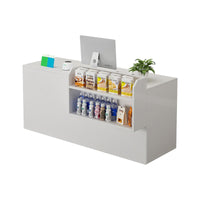 Curved Reception Counter with Keyboard Tray and Multiple Drawers for Salon and Clothing Store JDT-K051