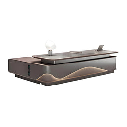 L-Shaped Executive Desk with Lockable, Cable Management & LED Lighting for Home Office
