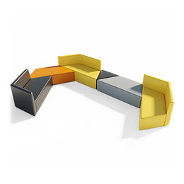 Modern Sofa with Genuine Leather, Solid Wood & Lumbar Support for Reception Area