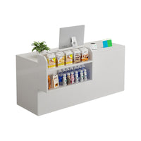 Curved Reception Counter with Keyboard Tray and Multiple Drawers for Salon and Clothing Store JDT-K051