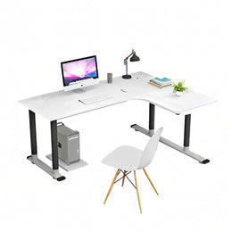 L-Shaped Office Desk 47-71 in Wide with Cable Management & Lumbar Support for Home Office