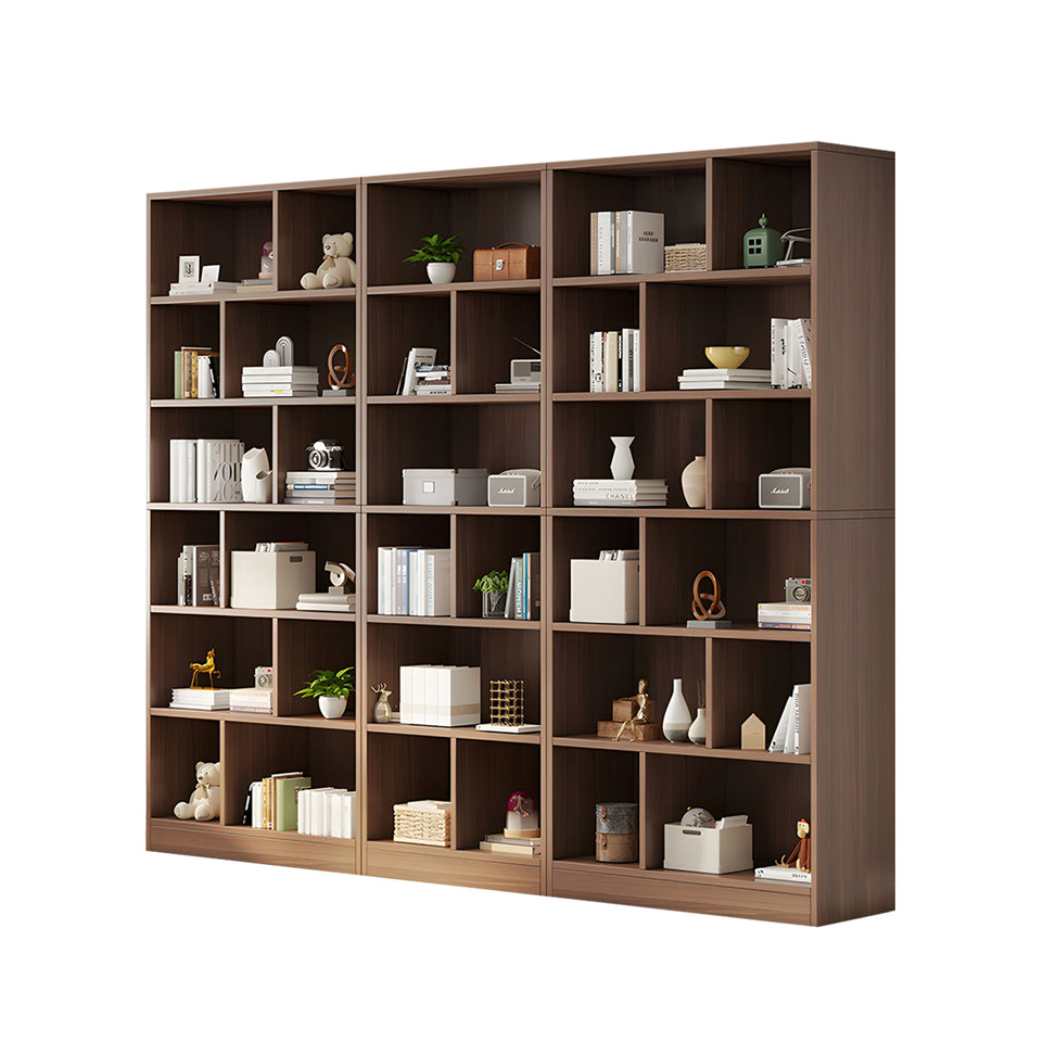 Spacious Floor-to-Ceiling Solid Wood Bookcase with Adjustable Shelves, Eco-Friendly Wood Cabinet for Home or Office CWG-2177