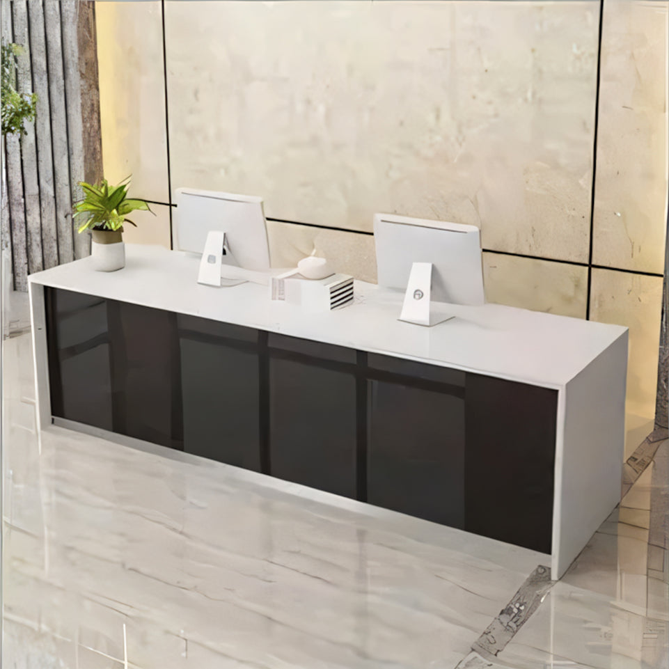 Minimalist Straight Reception Desk with Drawers and Storage Cabinet for Offices and Salons JDT-1092