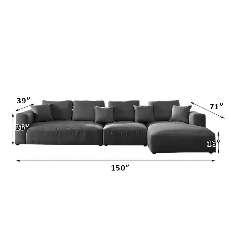 Italian Minimalist Tech Cloth Sectional Sofa Brown Chaise Lounge BSF-2005