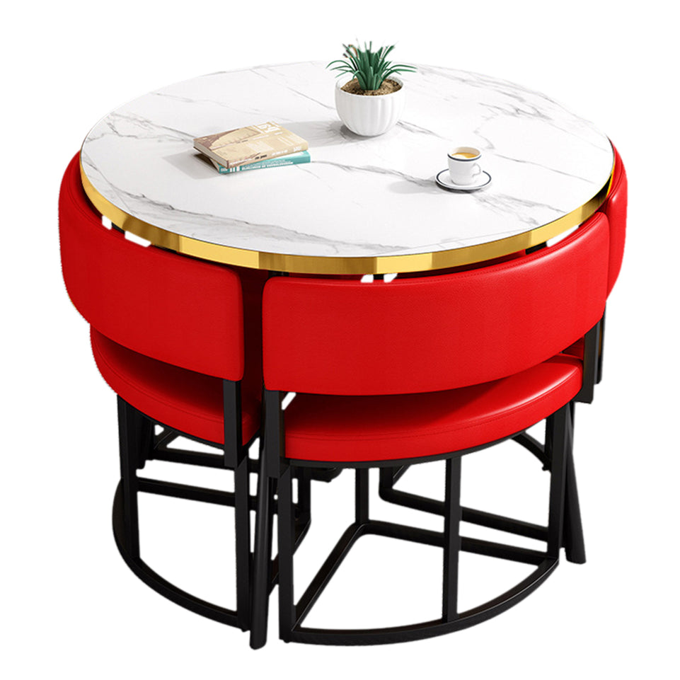 Modern Office Reception Round Table with 4 Backrest Chairs JDZH-2019