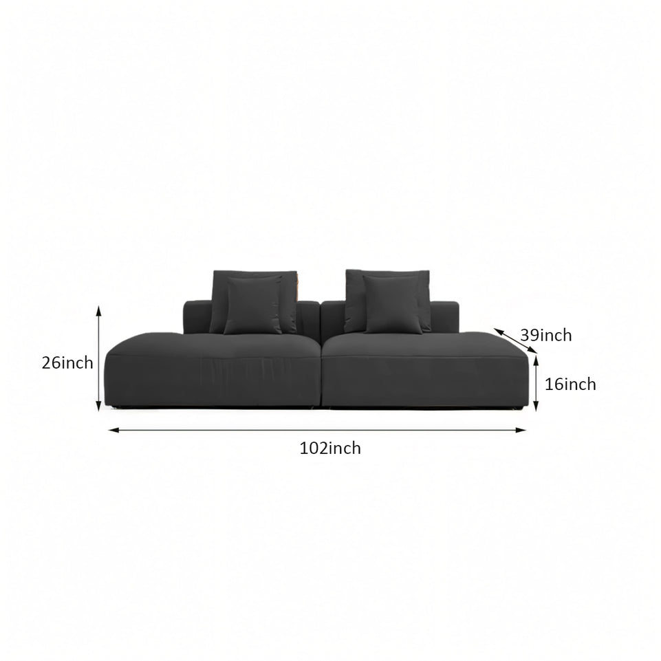 Italian Minimalist Tech Cloth Sectional Sofa Brown Chaise Lounge BSF-2005